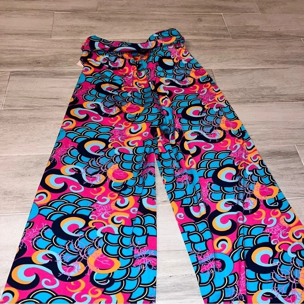 Tracy Negoshian Pink and Blue Abstract Wide Leg Boho Pants, Women’s Size XS - Picture 2 of 7